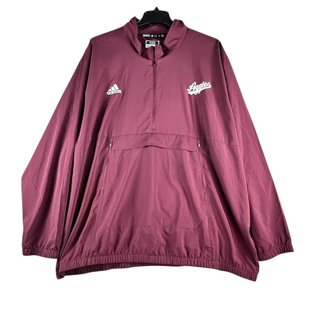 adidas Texas‎ A&M Aggies Windbreaker Jacket Mens 3XL Maroon 1/4 Zip team issued